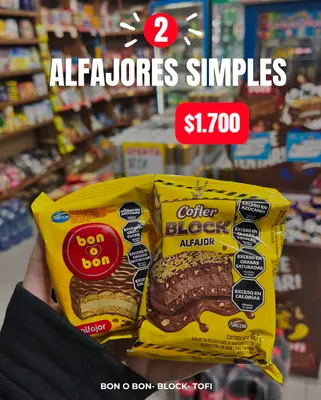2 ALFAJORES SIMPLES (tofi- block- bon o bon)