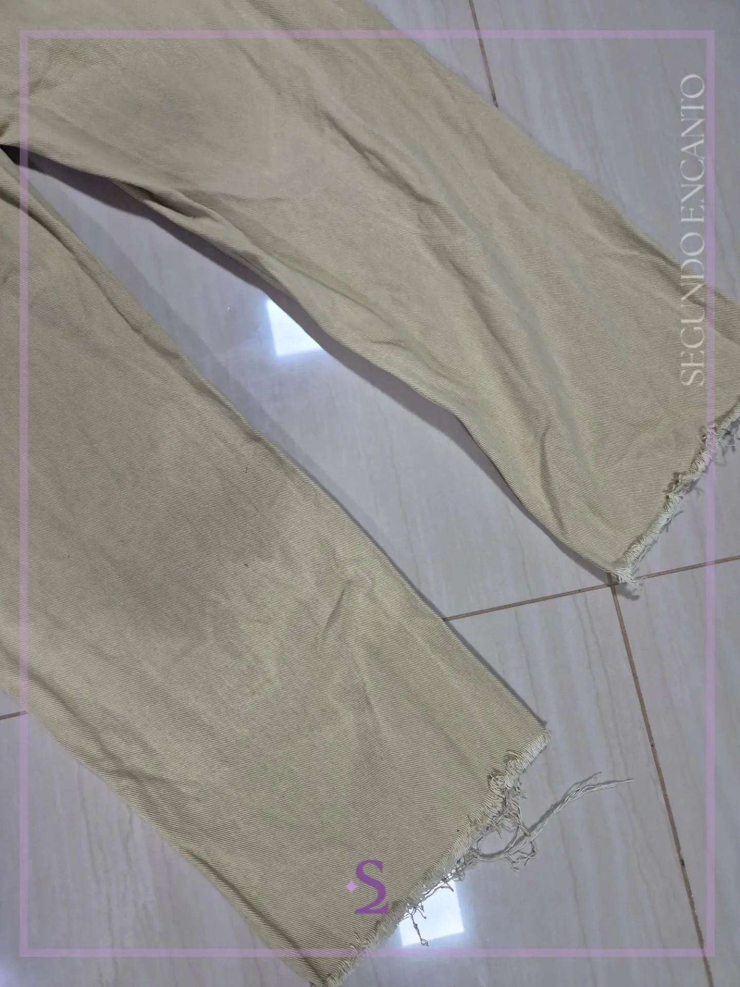 Pantalones tono verde oliva claro L - Image 2