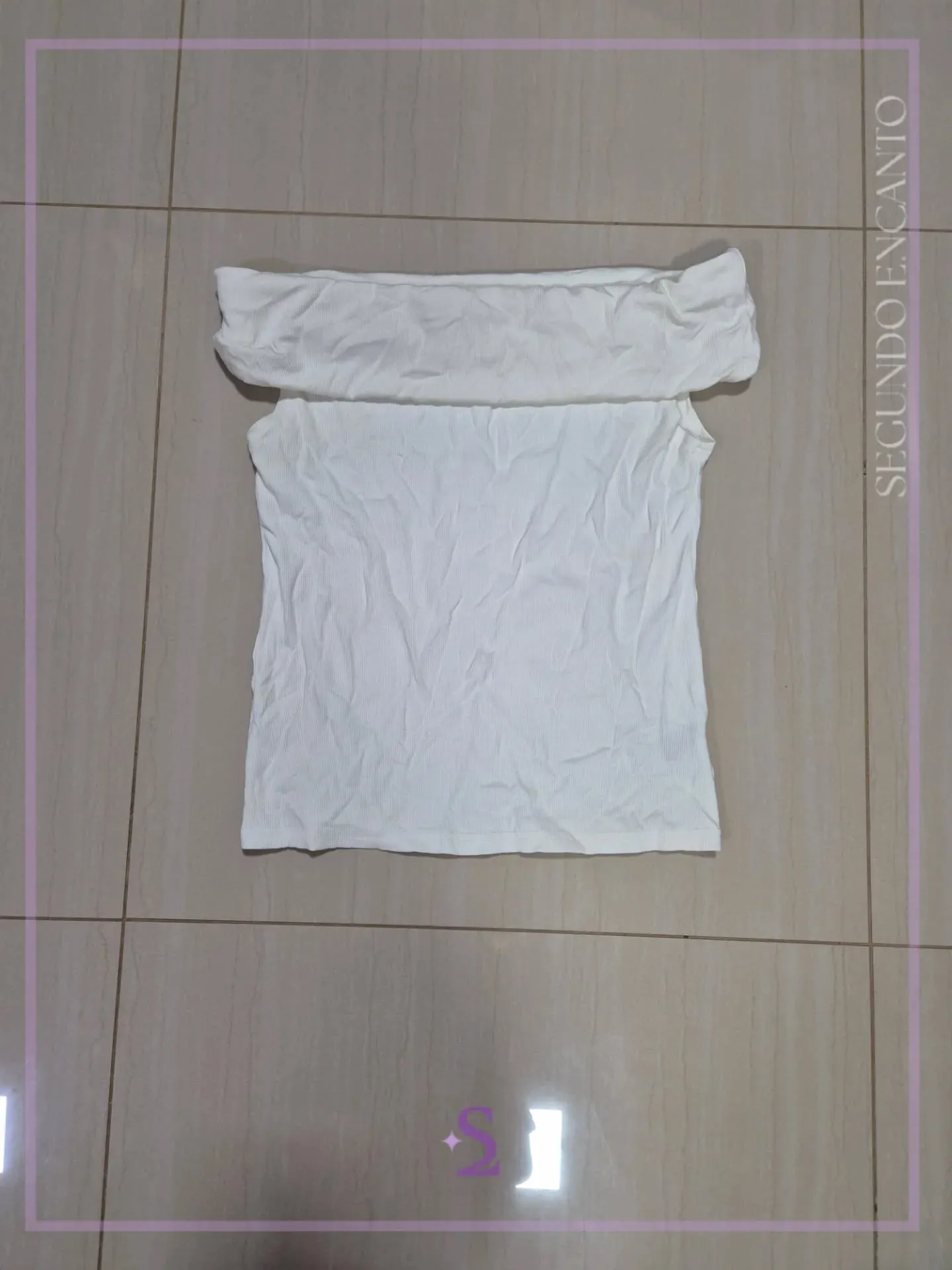 Blusa blanca con hombros descubiertos L - Image 6