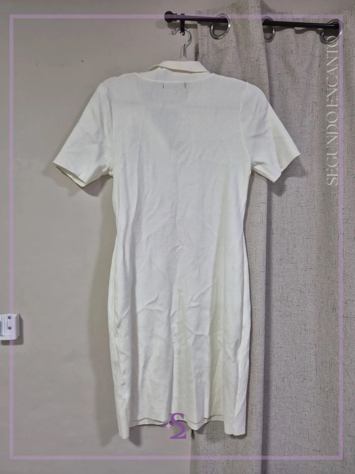 Vestido blanco cuello tipo polo L - Image 2
