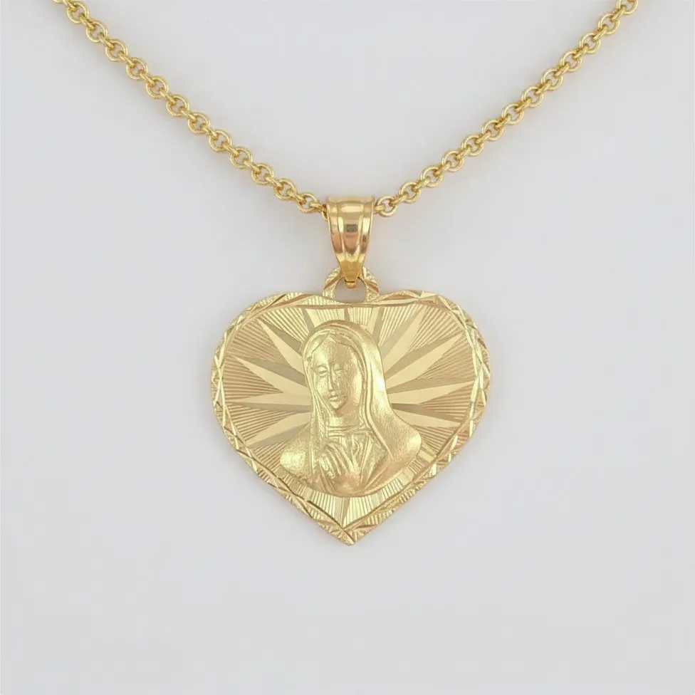 Dije Medalla Corazon Virgen de Guadalupe 10k 0.5g (SIN CADENA) - Image 1